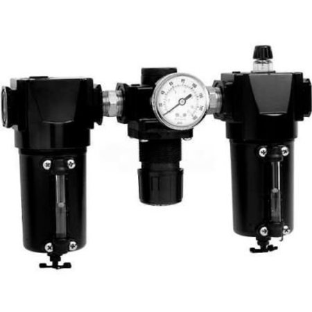 ARROW PNEUMATICS Arrow 1/2" Midflow Series FRL N33374W, Gauge, Metal Bowl W/Sight, Manual N33374W